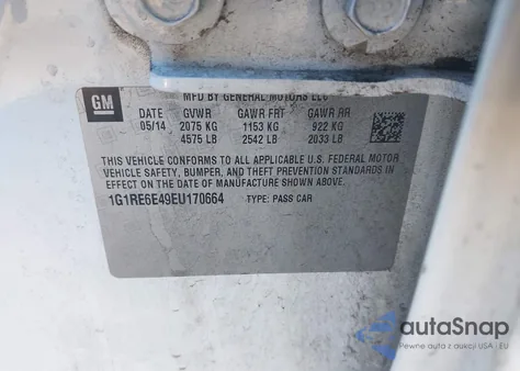 2014 Chevrolet Volt from USA, damaged, VIN 1G1RE6E49EU170664